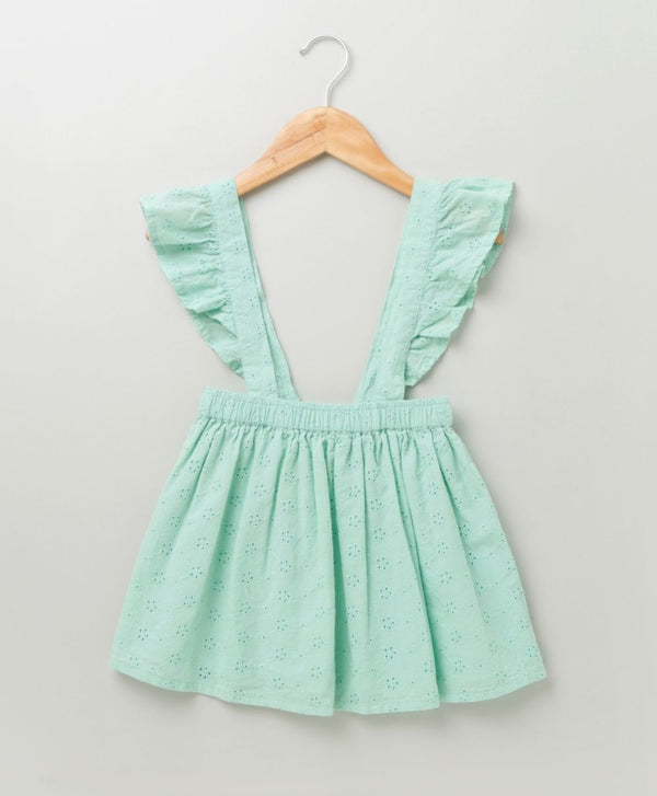 Neon Green Organic Cotton Dungaree Skirt