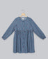 Striped Denim Dress with Heart Embroidery
