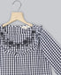 Yarn Dyed Navy Checks Cotton Blouse with Embroidery