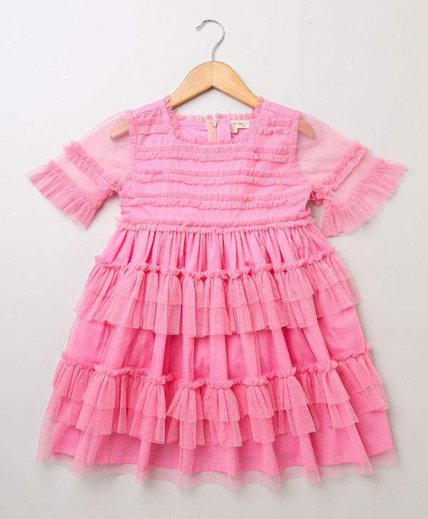 Pink Ruffled Tiered Dress