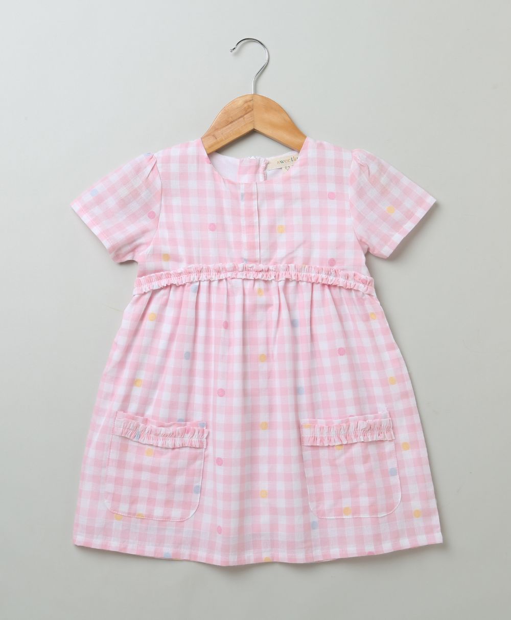 Baby Pink and White Checks Dress