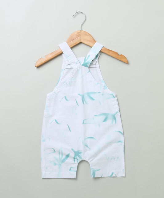 Unisex Sea Turtle and Alligator Print Cotton Poplin Playsuit