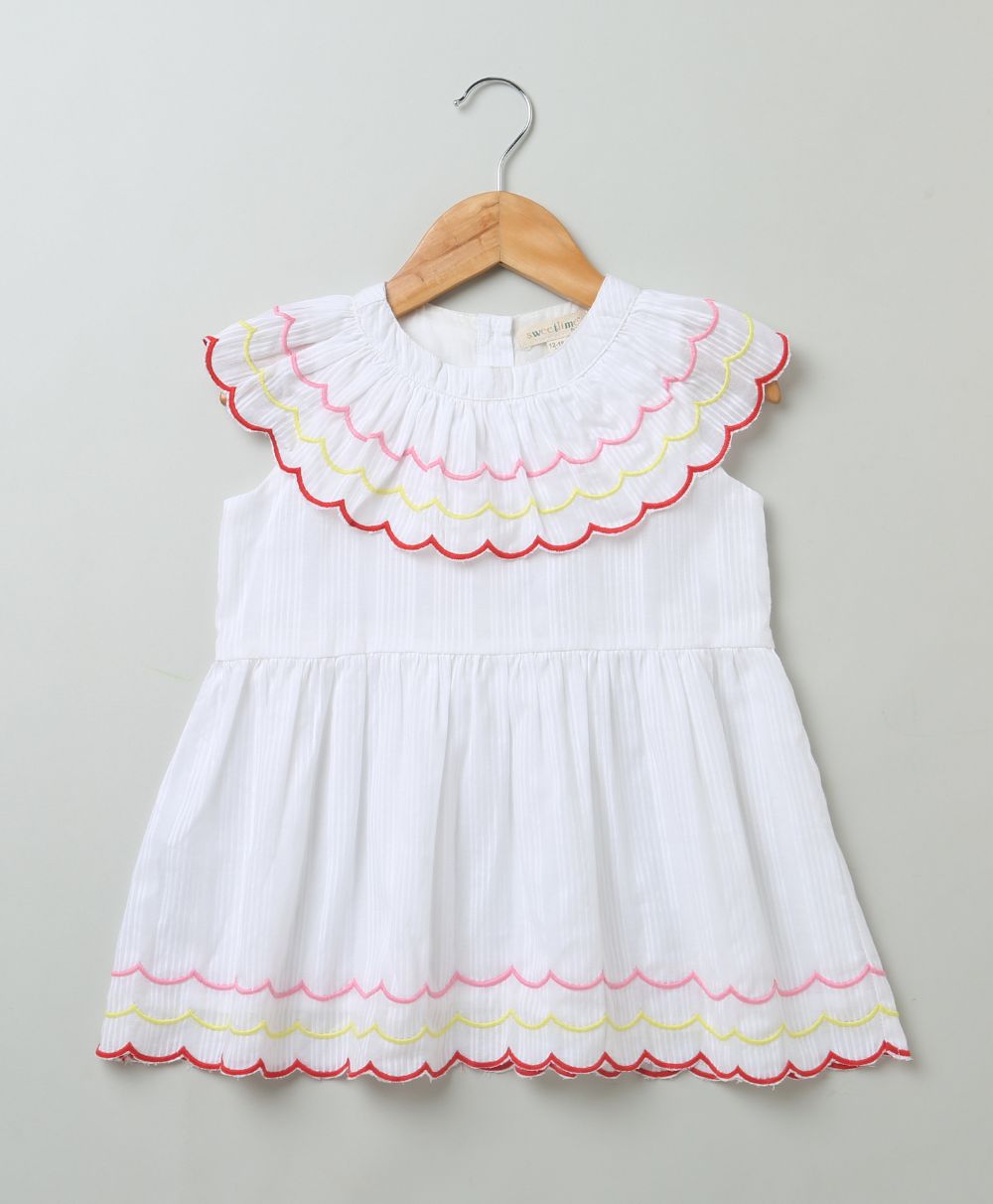 White Ruffle Dress with a Bloomer