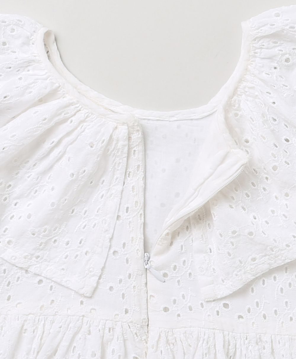 White Cotton Schiffly Dress