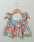 Multicoloured Flutter Sleeves Blouse