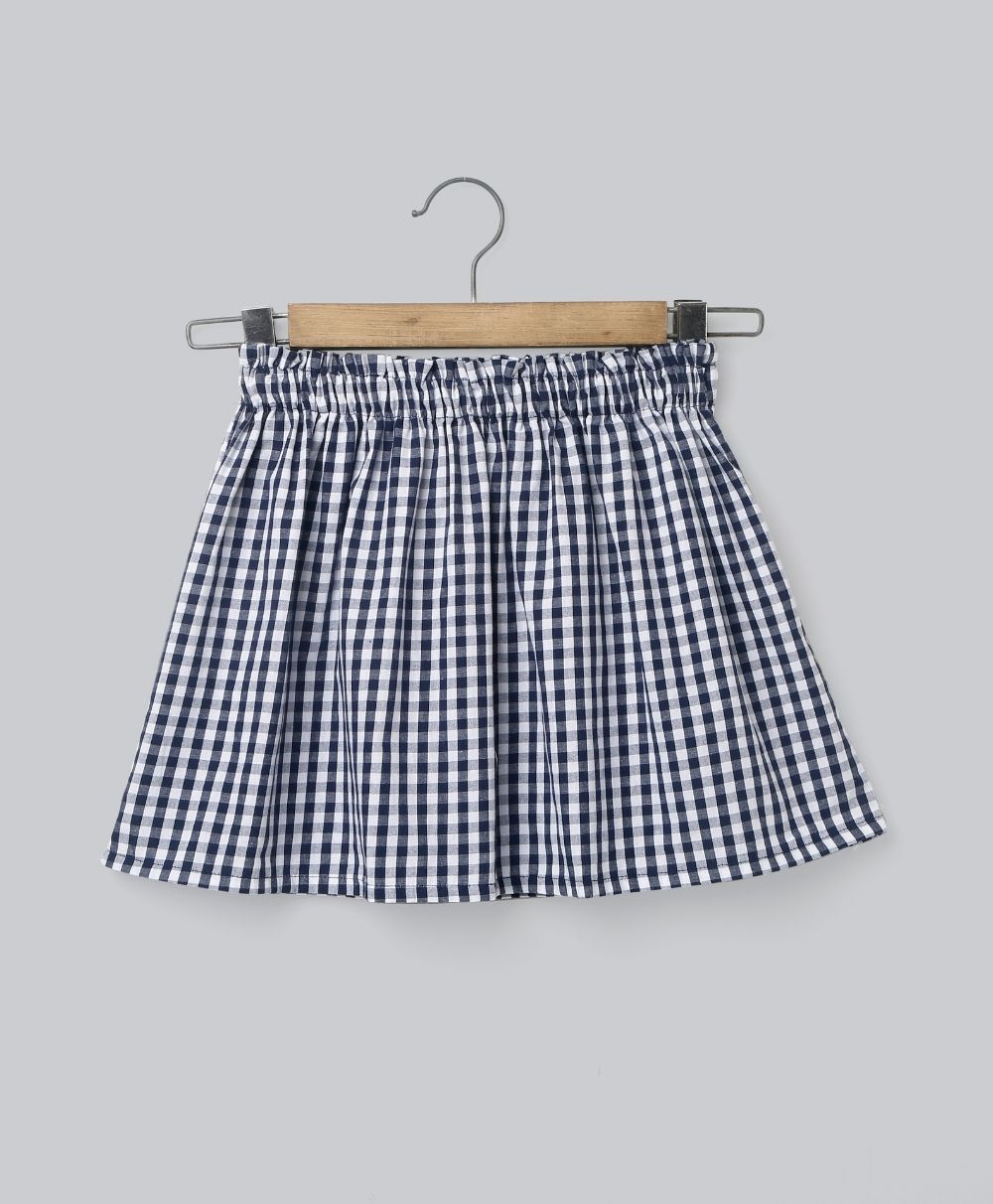 Navy - White Checks Organic Cotton Skirt