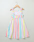 Multicoloured Stripe Print A line Cotton dress