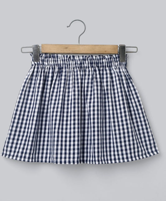 Navy - White Checks Organic Cotton Skirt