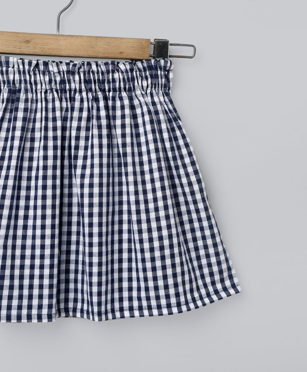 Navy - White Checks Organic Cotton Skirt