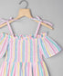 Bright Multicoloured Yarn Dyed Organic Cotton Dress with Bow Straps