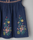 Ruffle at Shoulder Top with Big Bunches of Embroidery