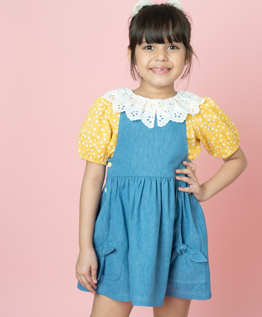 Yellow Top and Denim Dress Co-ord Set