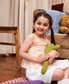 Schiffli Strappy Peplum Organic Cotton Top and 3D Crochet Flower Skirt