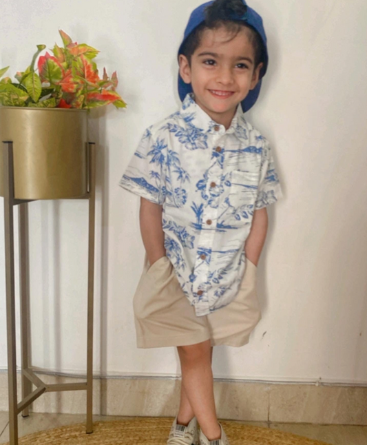 Tropical Print Cotton Shirt