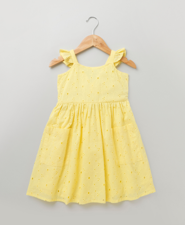 Yellow Sleeveless Hakoba Cotton Dress