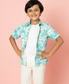 Blue and White Floral Printed Shirt